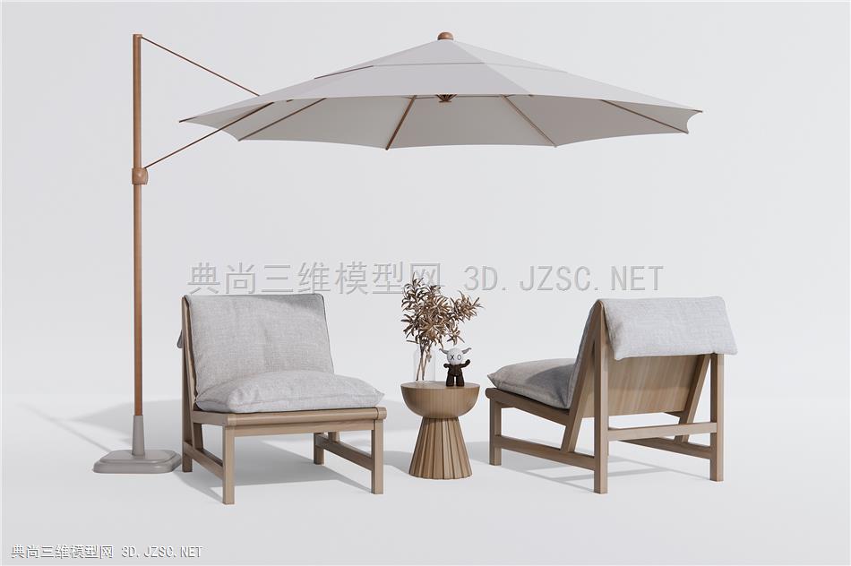 现代户外椅 休闲椅 花瓶摆件 太阳伞