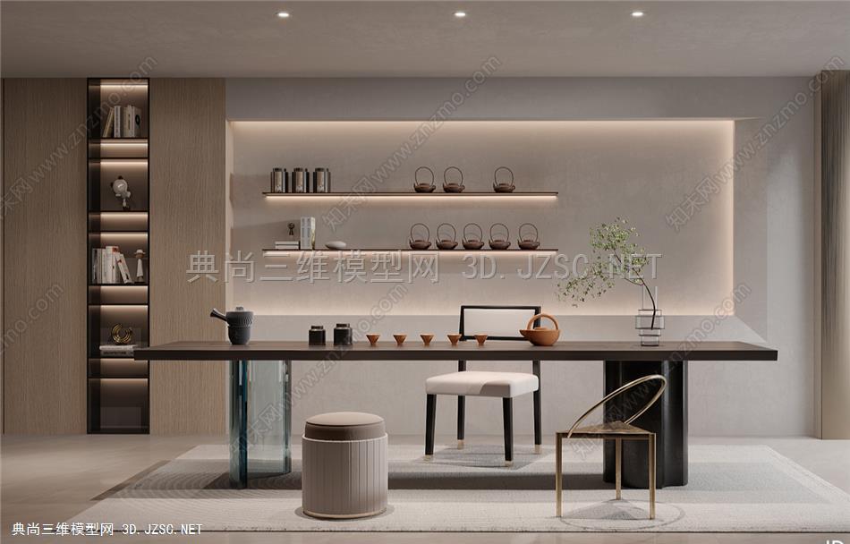 现代茶室，茶室，茶具，茶桌椅，新中式茶桌