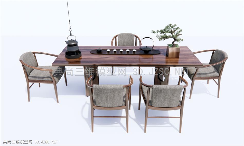 新中式茶桌椅 休闲椅 盆景1