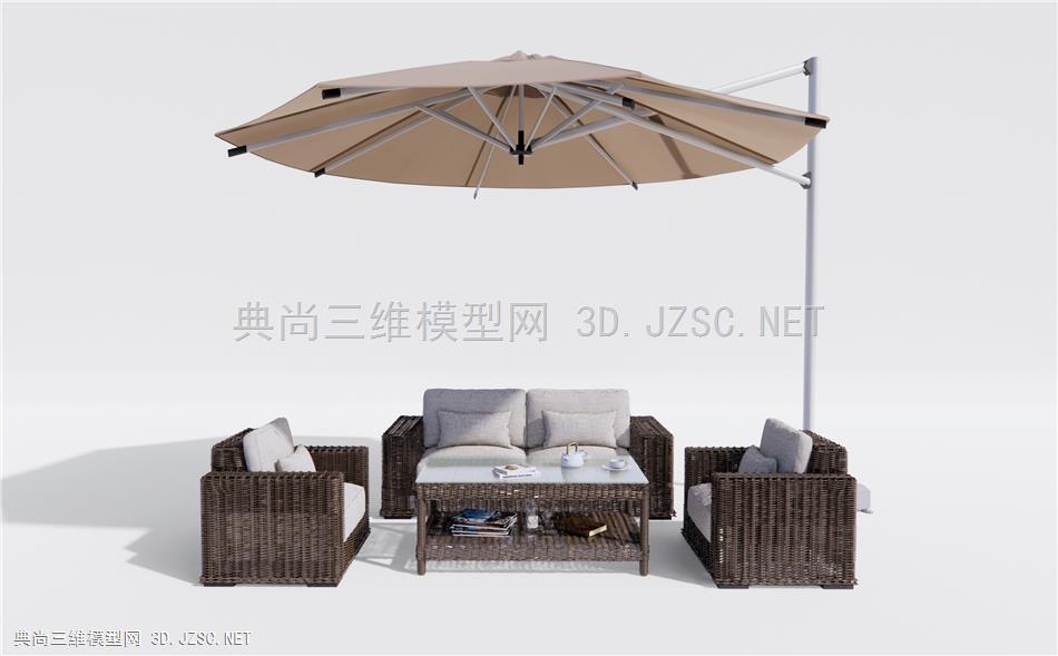 现代藤编户外沙发 休闲沙发 庭院沙发 太阳伞