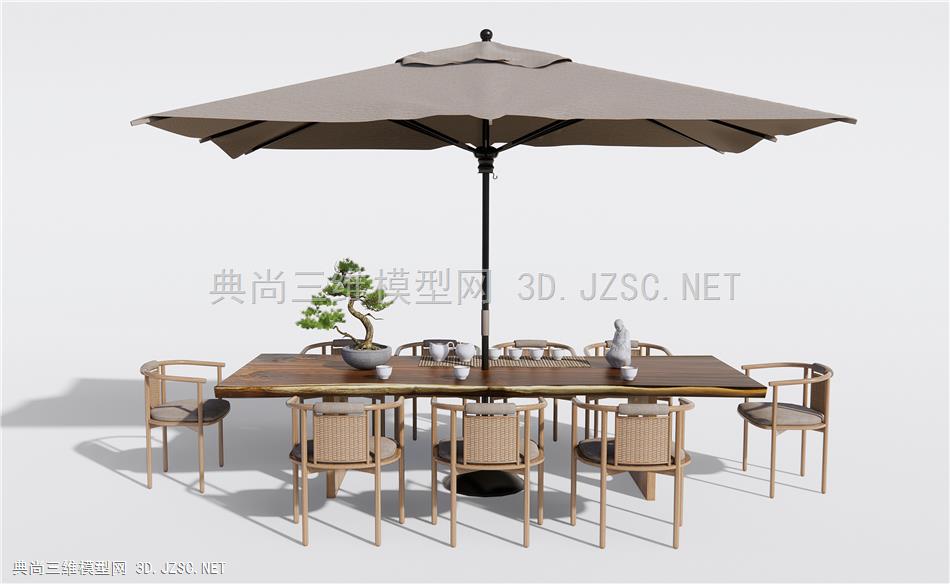 新中式户外桌椅 茶桌椅 餐桌椅 藤编休闲椅