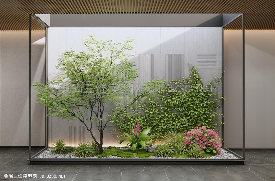 现代室内景观造景 庭院小品 植物堆 花境 植物组合 苔藓 灌木 藤爬植物1