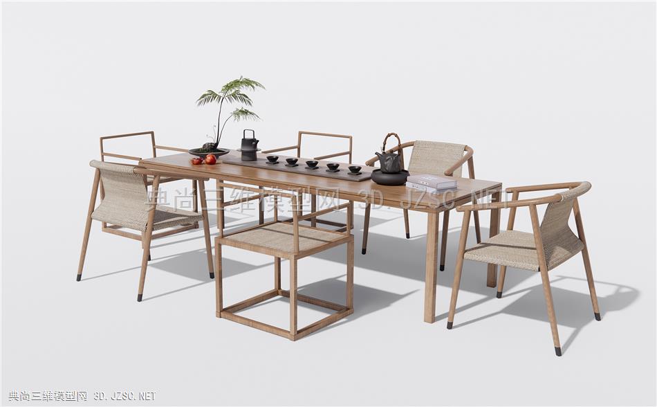 新中式禅意原木茶桌椅 茶台 茶具组合 休闲椅1