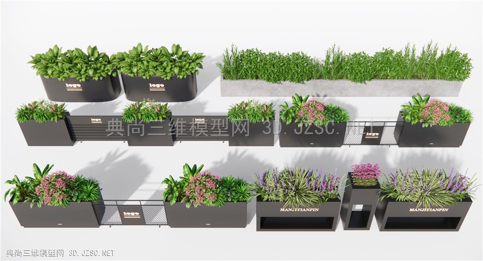 现代植物花箱 花草 植物组合 植物堆1