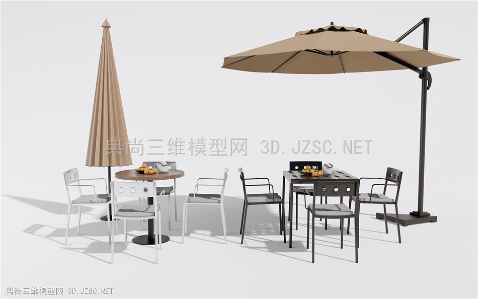 现代铁艺户外桌椅 休闲桌椅 洽谈桌椅 太阳伞