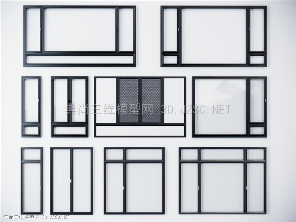 现代风格窗户 窗 落地窗 平开窗 玻璃窗组合 