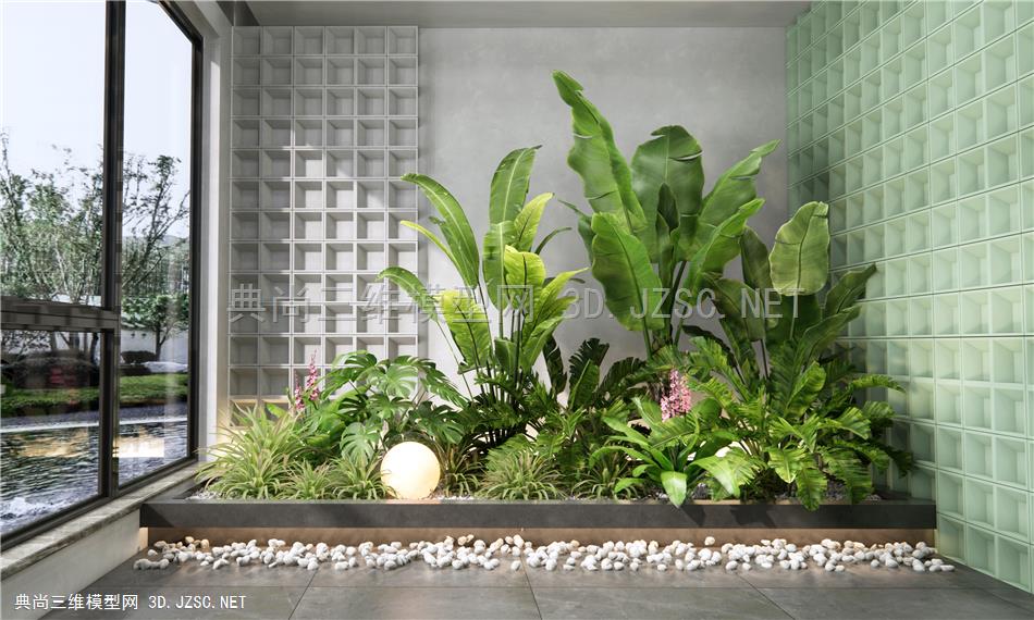 现代室内植物景观 植物组合 庭院小品 植物堆
